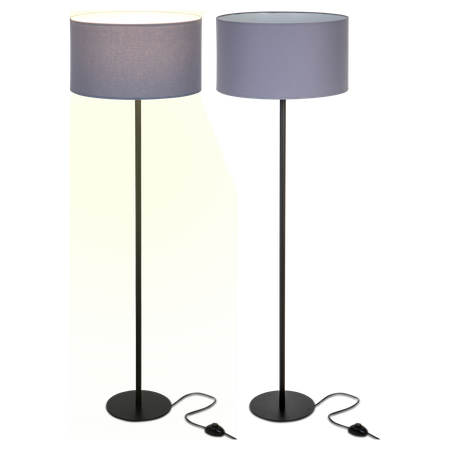 Lampa stojąca Magni Czarna z Ciemnoszarym abażurem