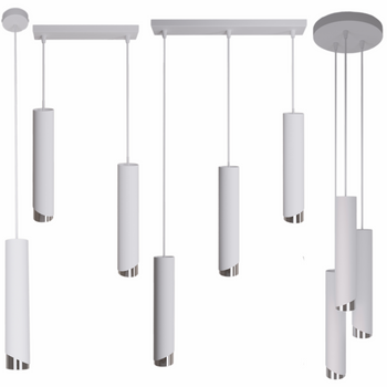 Lampy wiszące Bragi biało - srebrne