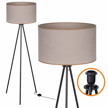 Lampa podłogowa Trigni czarna z jasno beżowym SOFT abażurem