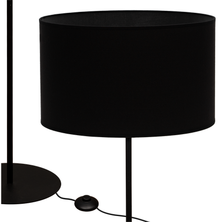 Lampa stojąca Magni Czarna z Czarnym Vlora abażurem