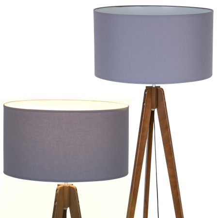 Lampa stojąca Wood z Ciemnoszarym abażurem