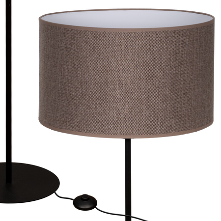 Lampa stojąca Magni Czarna z Brązowym Lnianym abażurem