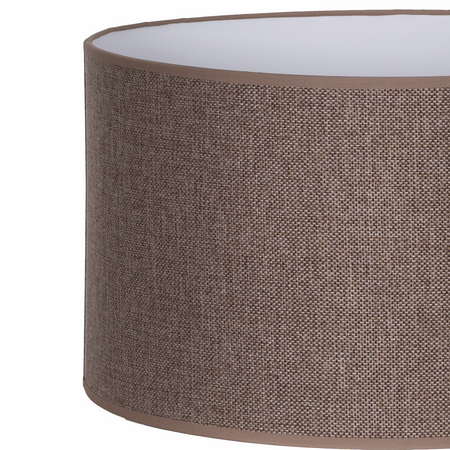 Lampa podłogowa Trigni biała z brązowym LNIANYM abażurem