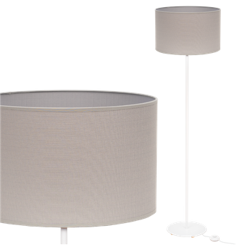 Lampa stojąca Magni Biała z Szary Vlora abażurem