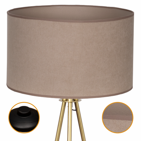 Lampa podłogowa Trigni złota mat z beżowym SOFT abażurem