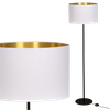 Lampa stojąca Magni Czarna z Biało złotym abażurem