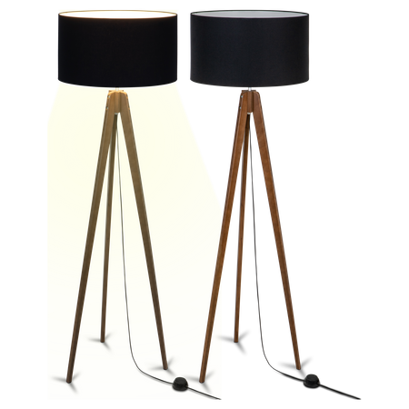 Lampa stojąca Wood z Czarnym abażurem