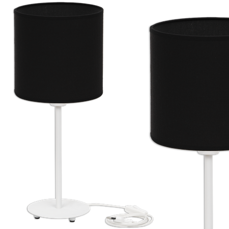 Lampka biurkowa Magni biała z czarnym Vlora abażurem