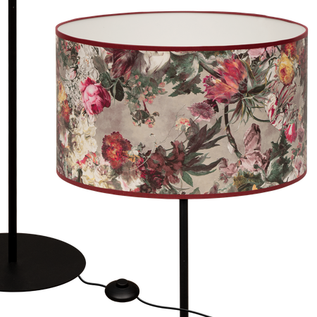 Lampa stojąca Magni Czarna z Peony abażurem