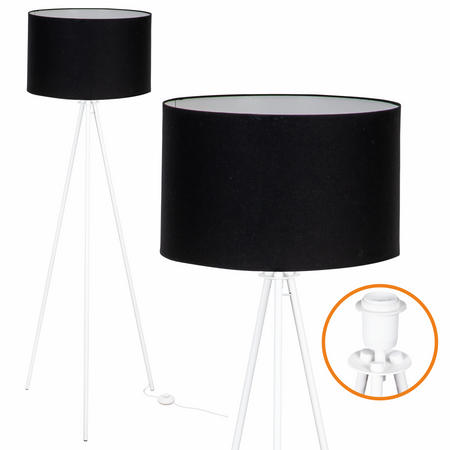 Lampa podłogowa Trigni biała z czarnym abażurem
