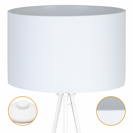 Lampa podłogowa Trigni biała z białym abażurem