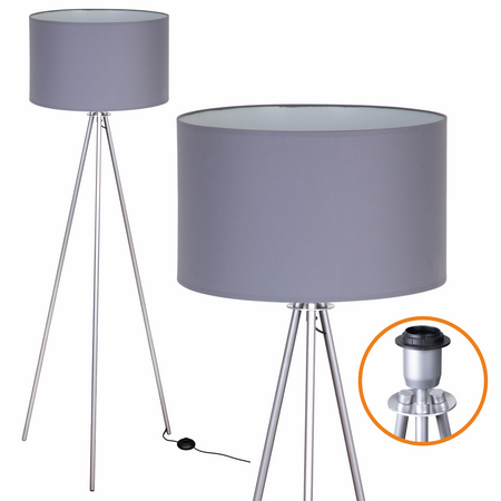 Lampa podłogowa Trigni srebrna z ciemnoszarym abażurem