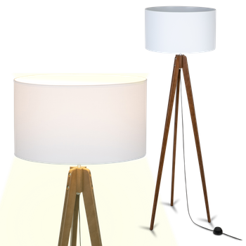 Lampa stojąca Wood z Białym abażurem