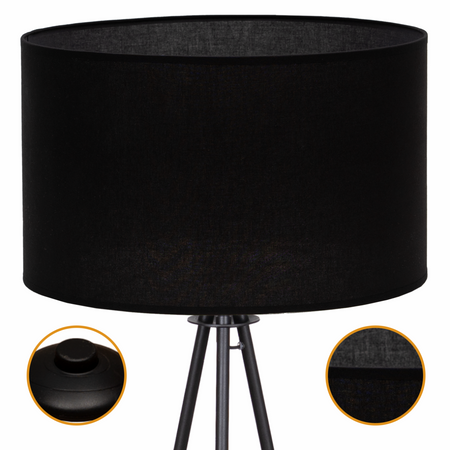 Lampa podłogowa Trigni czarna z czarnym abażurem