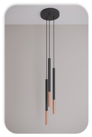 Lampy wiszące Frey czarno - miedziane