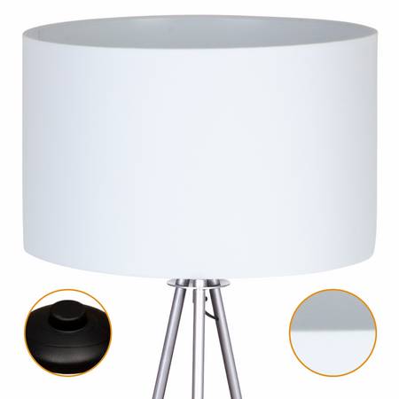 Lampa podłogowa Trigni srebrna z białym abażurem