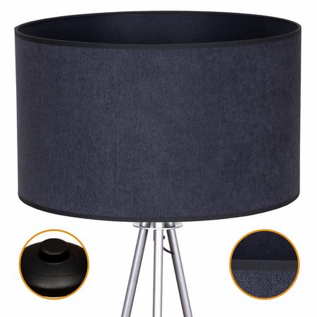 Lampa podłogowa Trigni srebrna z antracytowym SOFT abażurem
