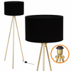 Lampa podłogowa Trigni złota mat z czarnym VLORA abażurem