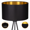 Lampa podłogowa Trigni czarna z czarno złotym abażurem