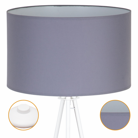 Lampa podłogowa Trigni biała z ciemnoszarym abażurem