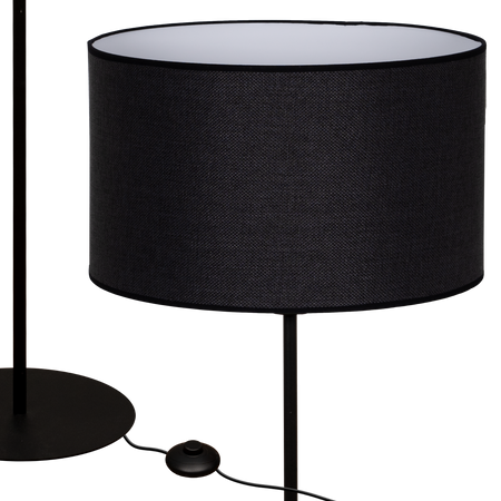 Lampa stojąca Magni Czarna z Czarnym Lnianym abażurem