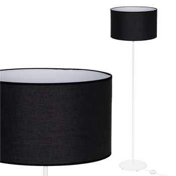 Lampa stojąca Magni Biała z Czarnym Lnianym abażurem