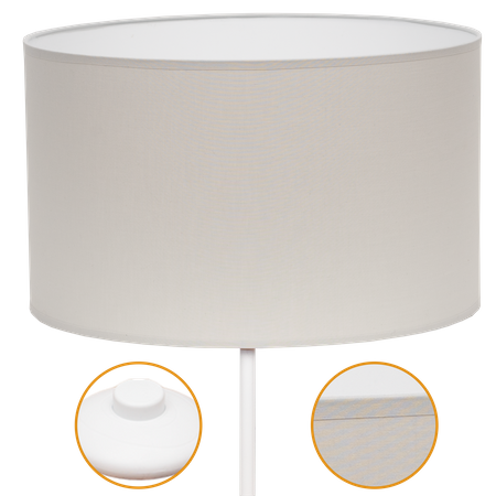 Lampa stojąca Magni Biała z Jasnoszarym abażurem