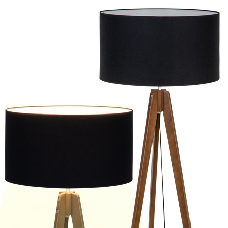 Lampa stojąca Wood z Czarnym abażurem
