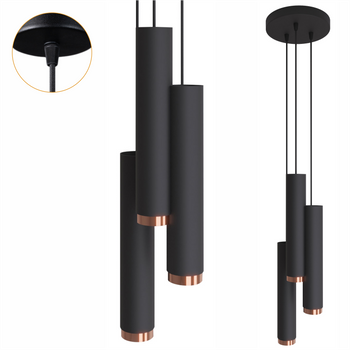 Lampy wiszące Idun czarno - miedziane