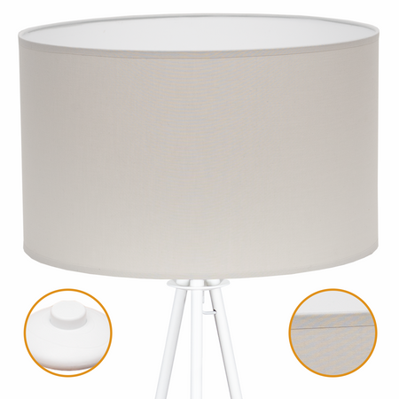 Lampa podłogowa Trigni biała z jasnoszarym abażurem