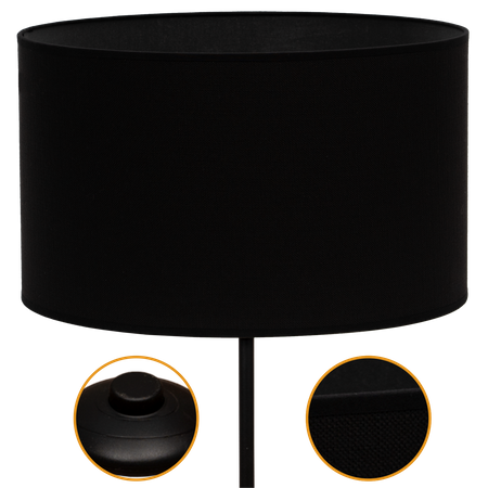 Lampa stojąca Magni Czarna z Czarnym Vlora abażurem