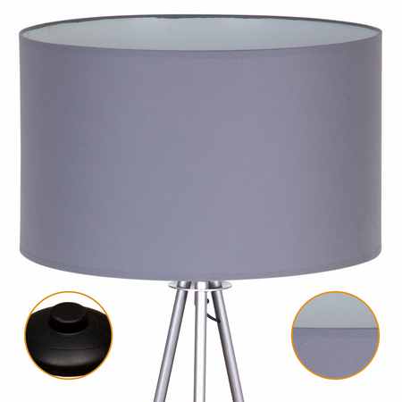 Lampa podłogowa Trigni srebrna z ciemnoszarym abażurem