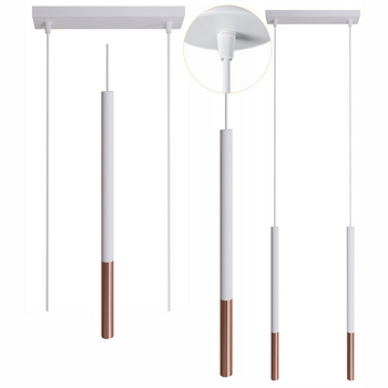 Lampy wiszące Frey biało - miedziane