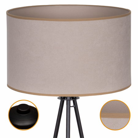 Lampa podłogowa Trigni czarna z jasno beżowym SOFT abażurem