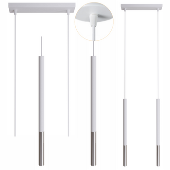 Lampy wiszące Frey biało - srebrne