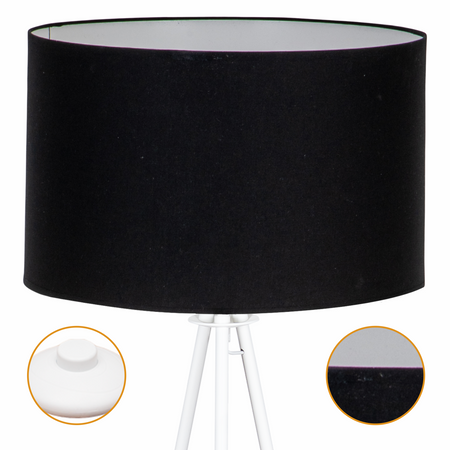 Lampa podłogowa Trigni biała z czarnym abażurem