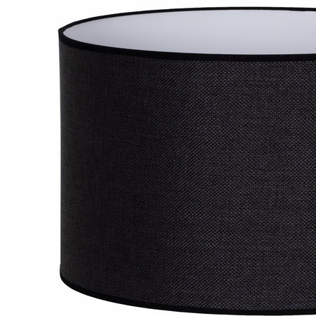 Lampa podłogowa Trigni srebrna z czarnym LNIANYM abażurem