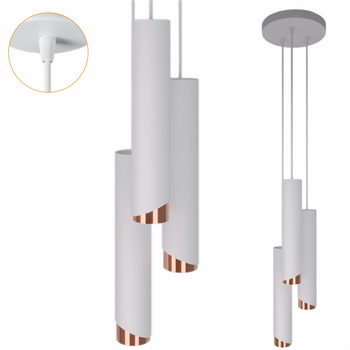 Lampy wiszące Bragi biało - miedziane