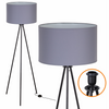 Lampa podłogowa Trigni czarna z ciemnoszarym abażurem