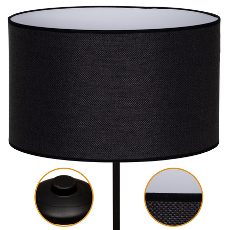 Lampa stojąca Magni Czarna z Czarnym Lnianym abażurem