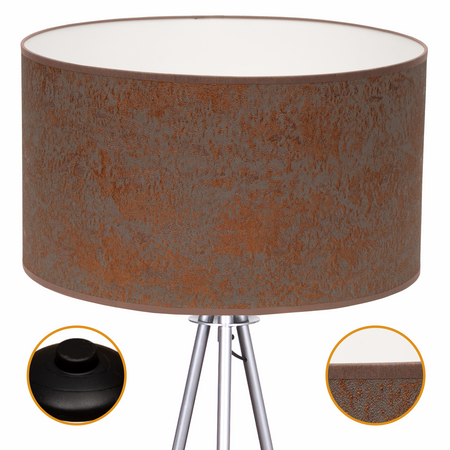 Lampa podłogowa Trigni srebrna z brązowym CONCRET abażurem