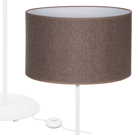 Lampa stojąca Magni Biała z Brązowym Lnianym abażurem
