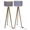 Lampa stojąca Wood z Ciemnoszarym abażurem