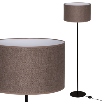 Lampa stojąca Magni Czarna z Brązowym Lnianym abażurem
