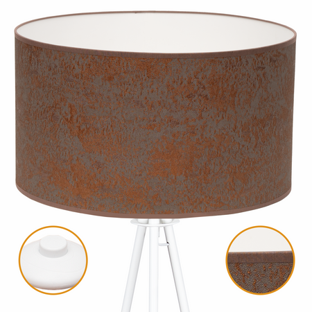 Lampa podłogowa Trigni biała z brązowym CONCRET abażurem