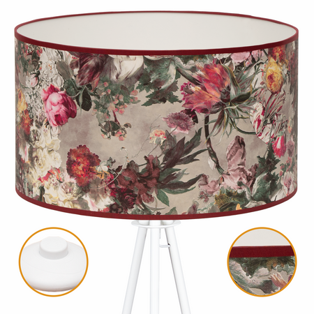 Lampa podłogowa Trigni biała z PEONY abażurem