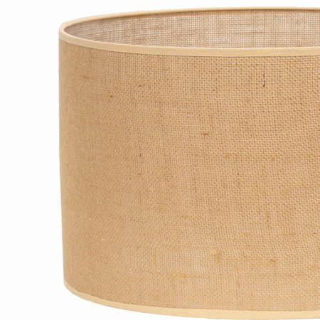 Lampa podłogowa Trigni złota mat z jutowym NATURALNYM abażurem