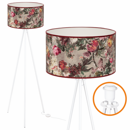 Lampa podłogowa Trigni biała z PEONY abażurem