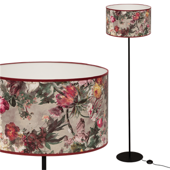 Lampa stojąca Magni Czarna z Peony abażurem