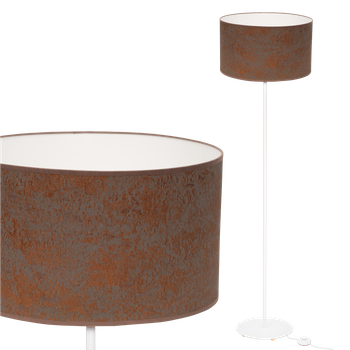 Lampa stojąca Magni Biała z Brązowym Concret abażurem